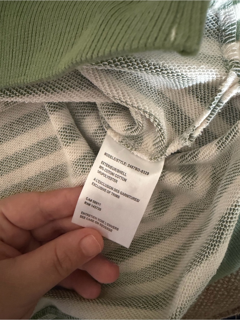 Tribal Green & White Striped Crewneck Sweater - Picture 6 of 7